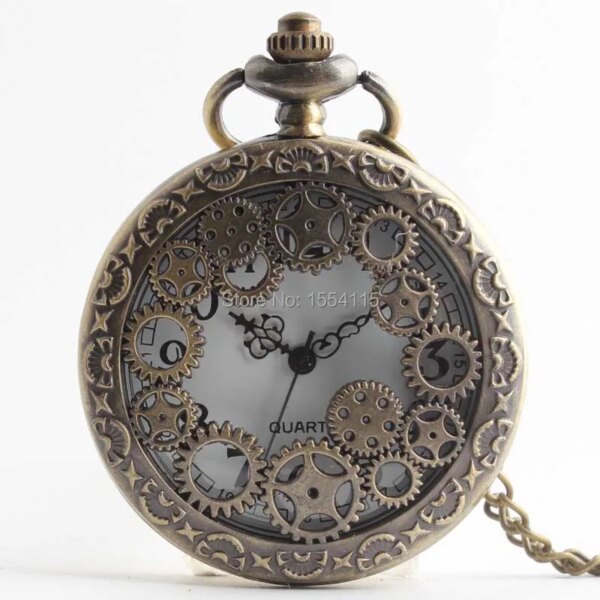 100pcs/lot Hot Sale Gear Quartz Pocket Watch Top Quality  Analog  Pocket Watches Gift Watches Wholesale