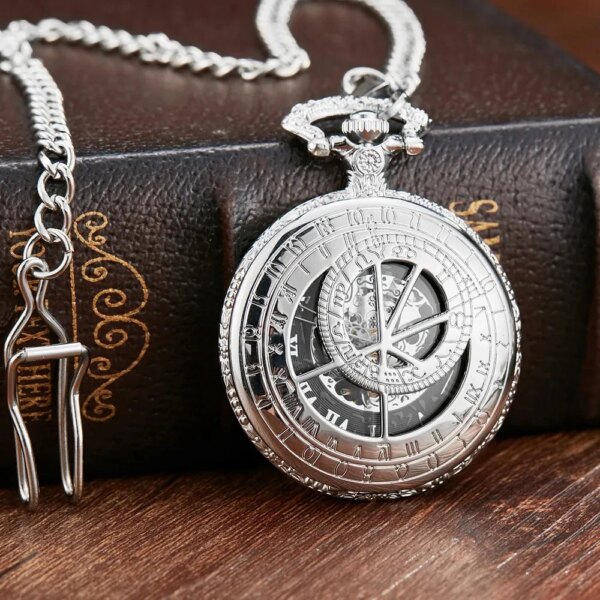 10pcs/lot Classic Vintage Silver Hollowed Roman Dial  Steampunk Mechanical Pocket Watch  Hand Wind  Reloj de bolsillo  Hot Sale