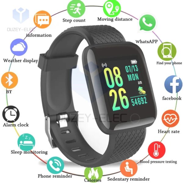 116 plus Smart Bracelet Waterproof Smart Watch Step Counting Multi Sport Mode Message Reminder Heart Rate Monitor Blood Pressure