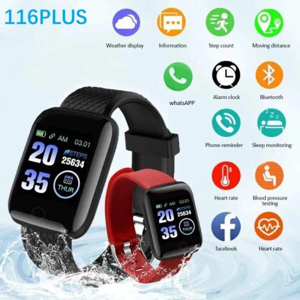 116plu Smart Watch Men Blood Pressure Waterproof Smartwatch Women Heart Rate Monitor Fitness Tracker Watch Sport For Android IOS