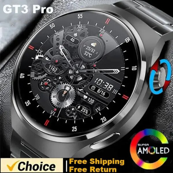 For Huawei Xiaomi NFC Smart Watch Men GT3 Pro AMOLED 390*390 HD Screen Heart Rate Bluetooth Call IP68 Waterproof SmartWatch 2023