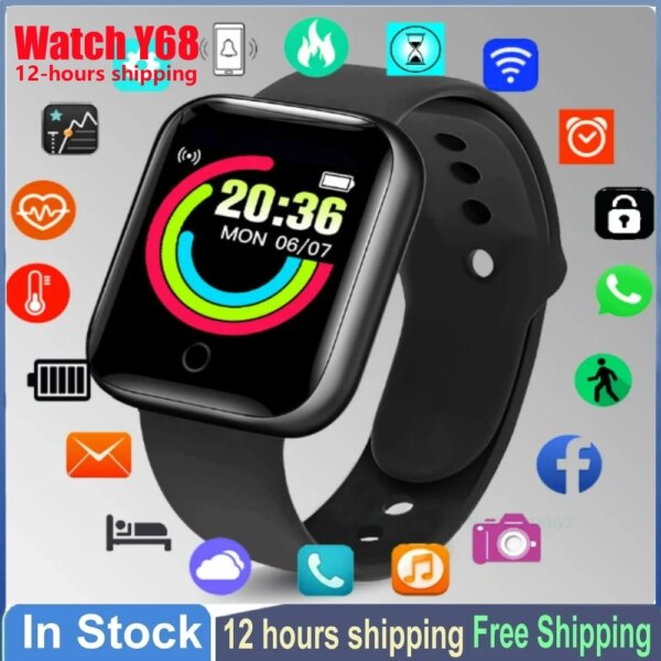 Y68 Smart Watch Color Screen Step Counting Multi Sport Mode Message Reminder Photography Music Remote Control Smart Band