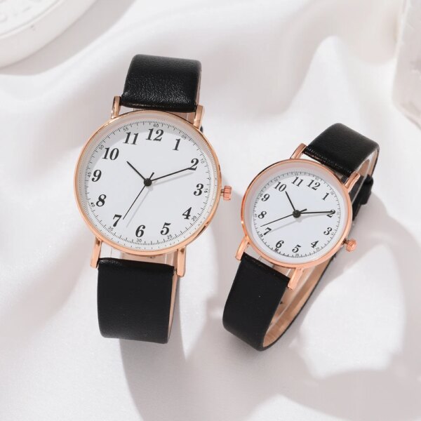 2Pcs 2023 Luxury Women Couple Watch Bracelet  Wristwatches Fashion Ladies Quartz Leather Strap Bracelet Clock Gift Montre Femme