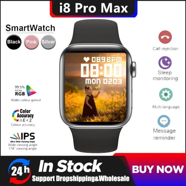 Smart Watch I8 Pro Max Answer Call Sport Fitness Tracker Custom Dial Smartwatch Men Women Gift For Apple Phone PK IWO 27 X8 T900