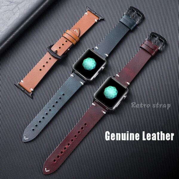 Leather Band For Apple Watch Strap 44mm 40mm 45mm 49mm 41mm 38mm 42mm Genuine bracelet iwatch series 6 5 3 se 7 8 9 ultra 2 49mm