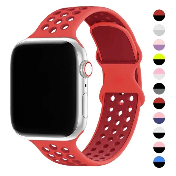 Silicone Strap For Apple Watch Bands 44mm 40mm 49mm 45mm 41mm 38mm 42mm Sport bracelet iWatch Ultra 2 Series 9 8 7 6 5 3 se band