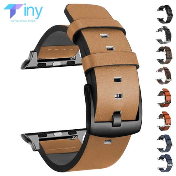 Genuine Leather Strap for Apple Watch Ultra 2 Band 49mm 9 8 7 45mm 41mm High Quality Strap for IWatch Series 6 SE 5 4 44mm 40mm