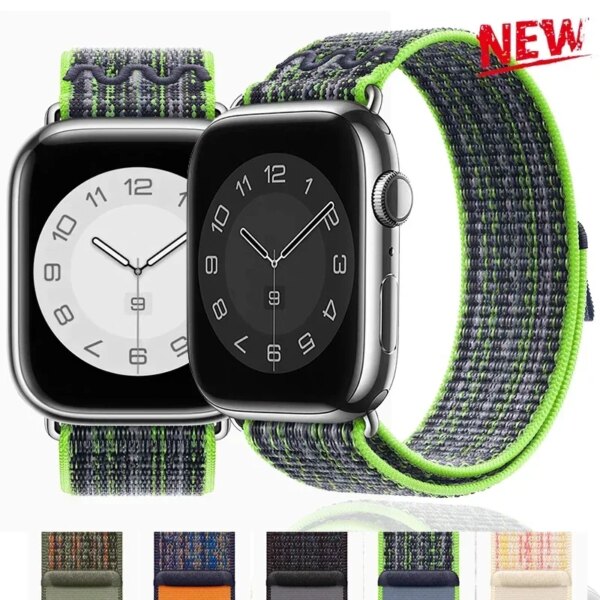 Nylon Loop Sport Strap for Apple Watch Band 49mm 45mm 44mm 42mm Bracelet for iWatch 9 8 7 6 5 SE Ultra 2 Watchband