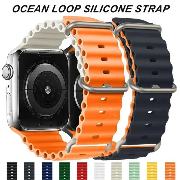 Original Strap For Apple watch ultra band 49mm 45mm 41mm 44mm 40mm 42mm 45 44 mm sport bracelte iWatch series 9 8 3 se bands