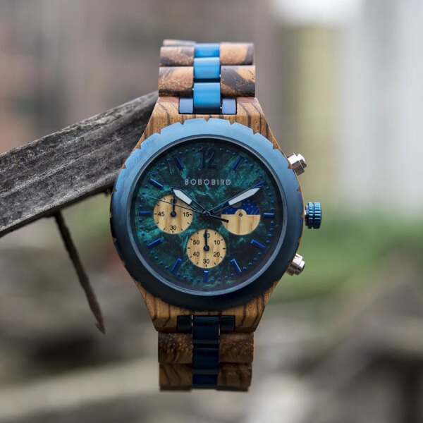 BOBO BIRD Wood Watch Men Luxury Stylish Watches Timepieces Chronograph Military Quartz relogio masculino Dropshipping Customized