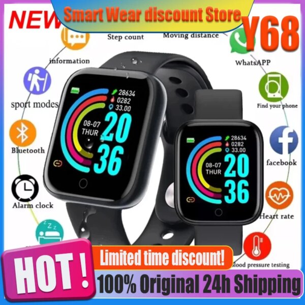 Y68 Smart Watch Men Women Wristwatches D20 Smartwatch Electronic Clock Fitness Monitor Birthday Gift For Xiaomi Huawei Bracelet