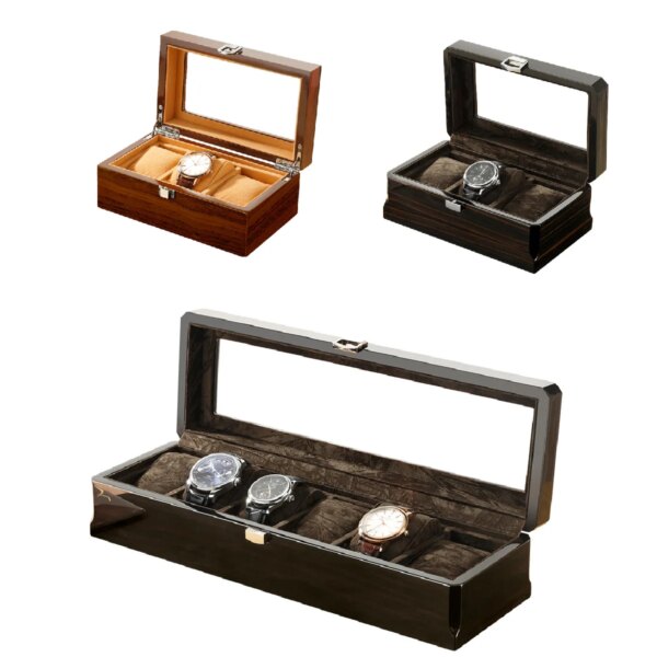 Hot Sale Black Luxury Wood Grain Watch Box 3 Slots 6 Slots Quartz Mechanical Watch Box Series Storage Box