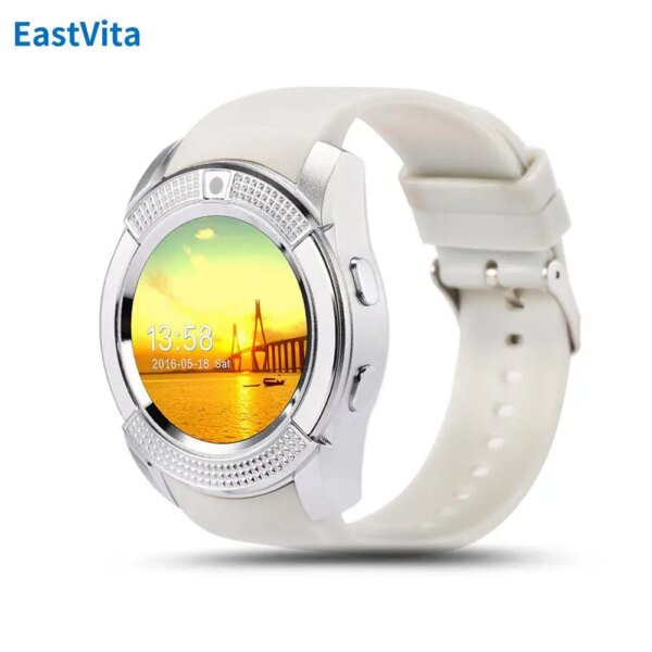 V8 Men Women Smart Watch Sleeping Monitoring Pedometer With 1.22 Inch Round Screen HD Camera Fitness Watch