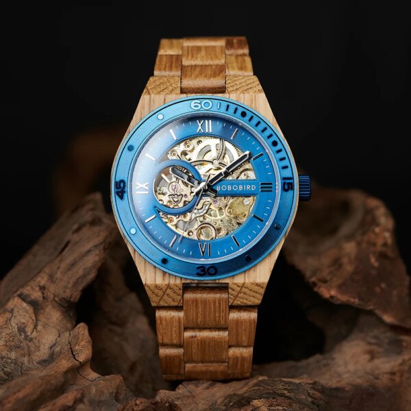 BOBO BIRD Wood Mechanical Watch Men Relogio Masculino Big Mens Watches Top Brand Luxury Timepieces erkek kol saati Personalized