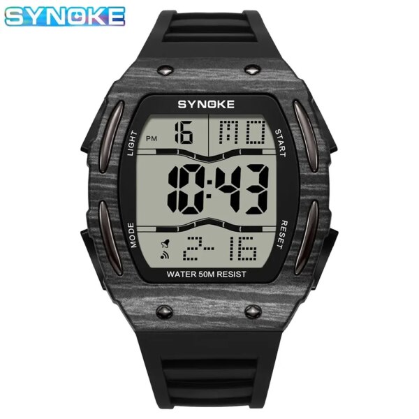 SYNOKE Watch Outdoor Sports Multifunctional Waterproof Shock Resistant Large Screen Display Luminous LED Digital Watch For Men