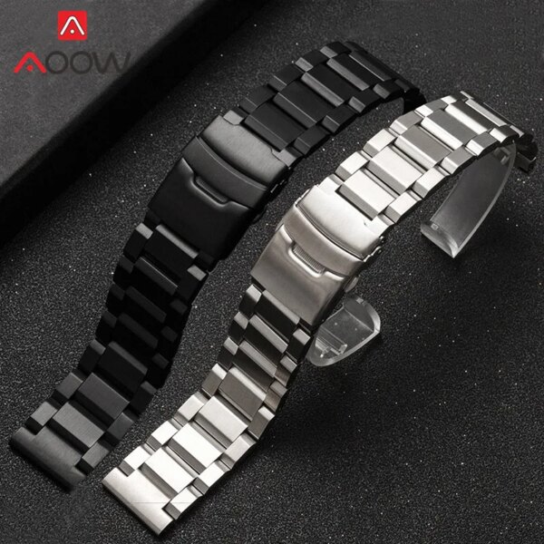 18 19 20 21 22mm 23mm 24mm 25mm Solid Stainless Steel Strap Watchband Metal Folding Buckle Replacement Band Watch Accessories