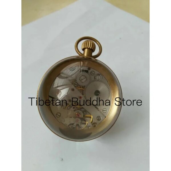 2.36x2.88 Inch/Old-Fashioned Engineering in China/Retro Brass Glass Pocket Watch Ball Clock