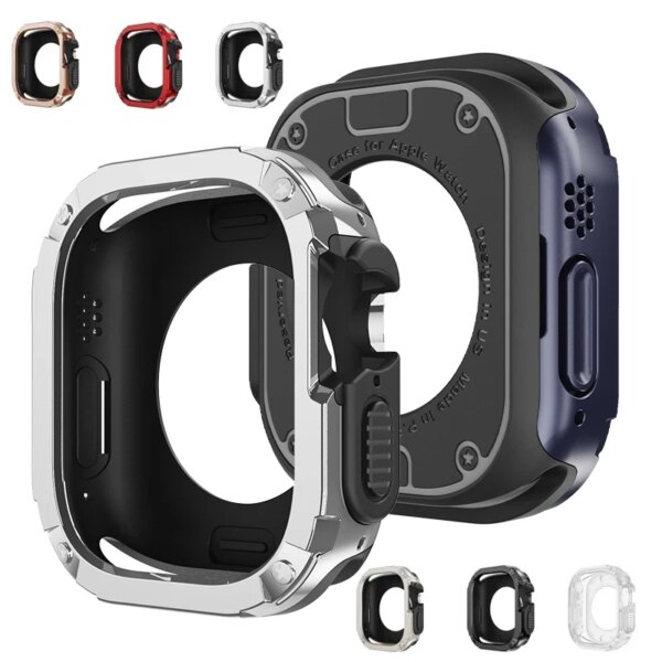 2 In 1 Case for Apple Watch Cover 40mm 45mm 49mm 41mm 44mm TPU + PC Shockproof Protector Bumper for iWatch Ultra 9 8 7 6 5 4 SE