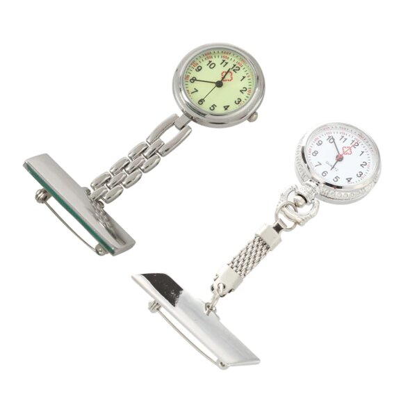 2 Pcs Nurse  Brooch Pocket Fob Pendant Quartz Watch New 7.2Cm & 8.5Cm