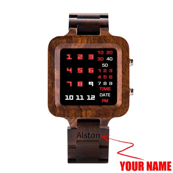 2021 BOBO BIRD relogio digital Engrave Your Name Luminous Bamboo Watch LED Watches Customized Gift Wooden Box Dropshipping