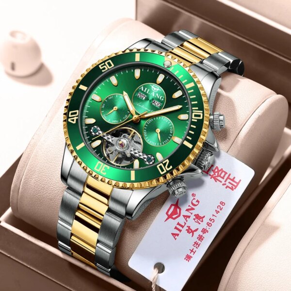 2023 Ailang Brand automatic winding mechanical Tourbillon men mechanical wristwatches waterproof fashion Luminous watch for men