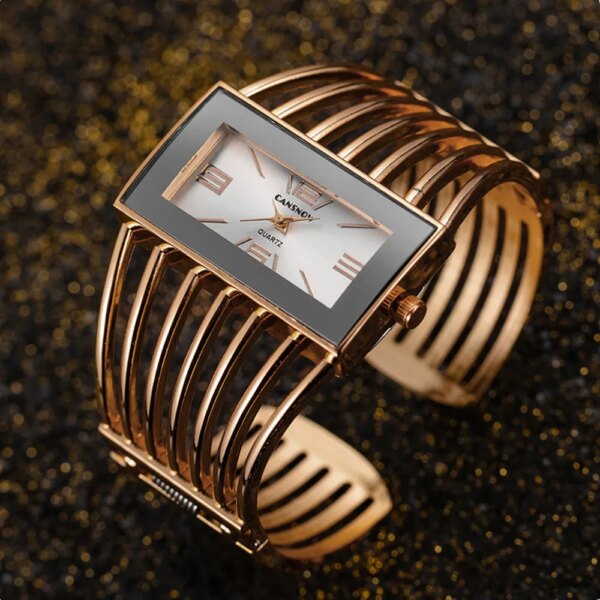 2023 Luxury Fashion Rose Gold Watches Women Stainless Steel Bracelet Bangle Rectangle Quartz Watch Clock zegarek damski relogio