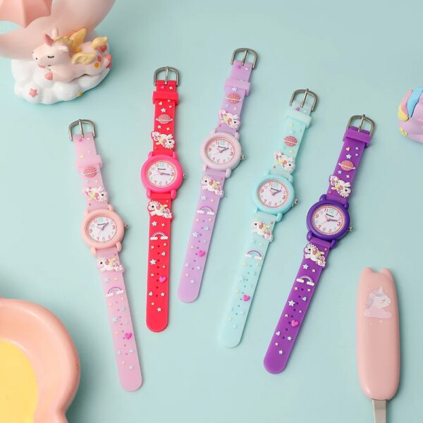 2023 New Cartoon Children's Unicorn Watch Cute Girl Electronic Watch Student Quartz Watch Award Gift