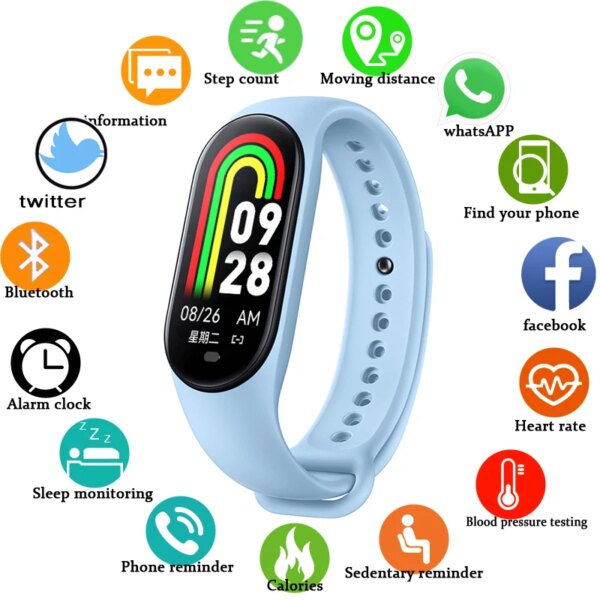 2023 New For Xiaomi Smart Watch Band PK MI 6/7/8 Heart Rate and Blood Pressure Monitoring Sport Watch Activity Tracker Wristband