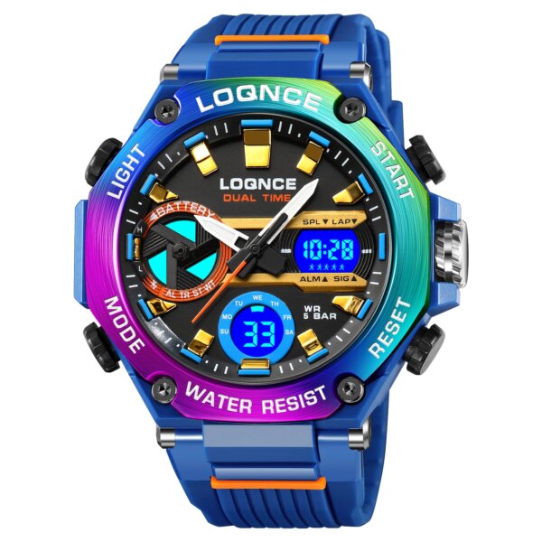 2023 New LOQNCE Watch 98001 High Quality Digital-Analog Dual Movement Men's Watches 5ATM Waterproof Watches Youth Sports Style