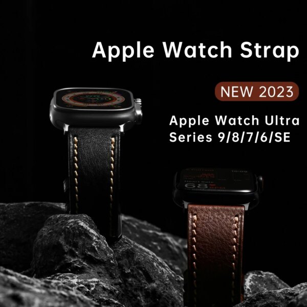 2023New Apple Watch Strap Ultra 2 49mm Series 9 8 7 6 SE 45mm 44mm 41mm 40mm Vegetable Calf Leather Bands For Apple Watch