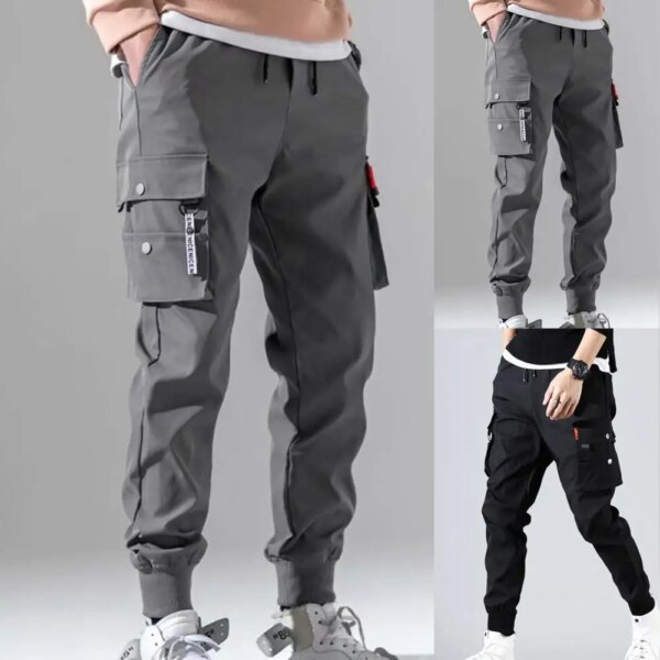 2023New Autumn Men Pants Hip Hop Harem Joggers Pants Male Trousers Mens Solid Multi-pocket Cargo Pants Skinny Fit Sweatpants