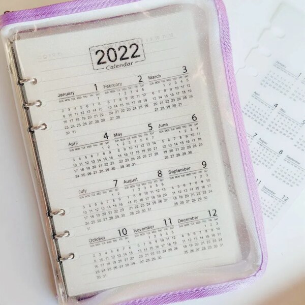 2024 Calendar A5 A6 6-hole Hand Account Loose-leaf Calendar Partition PP Frosted Transparent Protective Pad