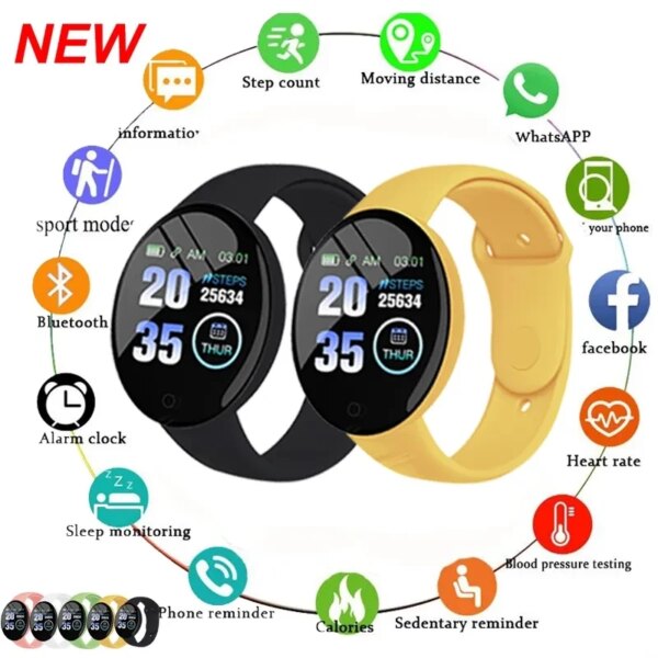 2024 D18 Macaron Real Stepcount Smart Watch Exercise Stepcount Connected Smartwatches For Men And Women Available Android Phone