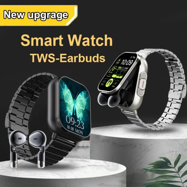 2024 NEW D8 2 In 1 Smart Watch With Earbuds With 2” Touchscreen Payment Function Heart Rate Blood Pressure Monitor For Men Women