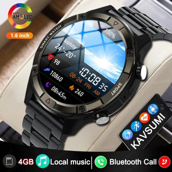 2024 New 454*454 Screen Smart Watch Always Display The Time Bluetooth Call Local Music Smartwatch For Men's Android iOS Phone