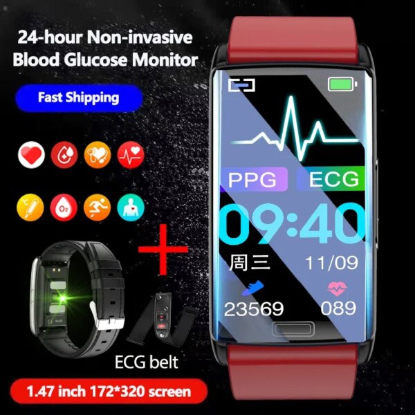 2024 New Blood Sugar Smart Bracelet IP68 Waterproof Sport Smartwatch ECG Blood Pressure Heart Rate Women Smart Watch For Xiaomi