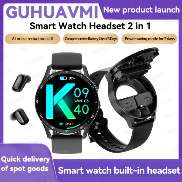 2024 New For HUAWEI 2 in 1 Smartwatch With Earbuds TWS Bluetooth Earphone Heart Rate Blood Pressure Monitor Sports Smart Watches