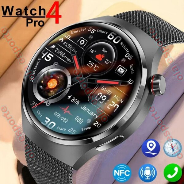 2024 New GPS Sports Track Men GT4 PRO Smart Watch NFC Waterproof Bluetooth Call Smartwatch 454*454 HD AMOLED Touch Screen Clock