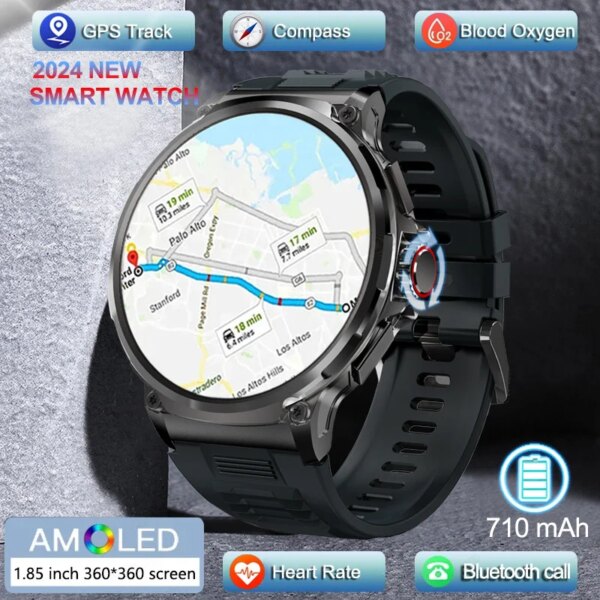 2024 New GPS Track Smart Watch Men 1.85-Inch Ultra HD AMOLED Screen 710 Mah Battery Bluetooth Call SmartWatch For Huawei Xiaomi