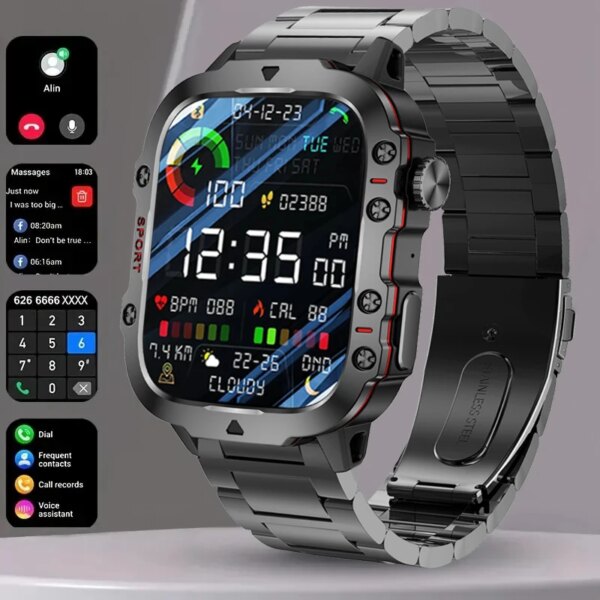 2024 New Smart Watch 1.96 Inch Screen 420 MAh Bluetooth Call Voice Assistant Watch Sports Fitness Waterproof Smartwatch For Men