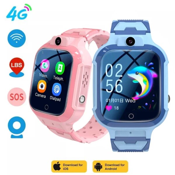 2024 New for  4G Children Smart Watch GPS Track Video Call Camera SOS Waterproof Display Location LBS Tracker Smart Watch Kids