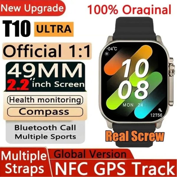 2024 Original T10 Ultra Smart Watch 49mm Men Women Bluetooth Call BT Music Game Wireless Charging NFC Smartwatch For Android IOS