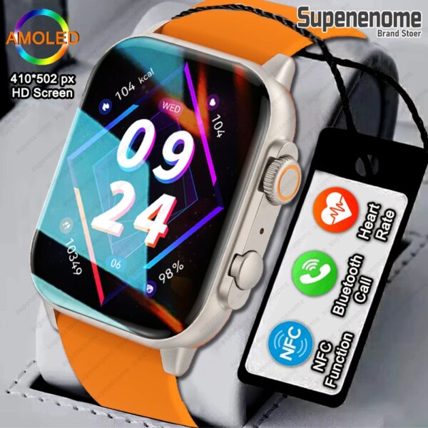 2024 Smart Watch Men Women AMOLED NFC Bluetooth Call Music Heart Rate Blood Oxygen IP68 Waterproof Smartwatch For Huawei Samsung