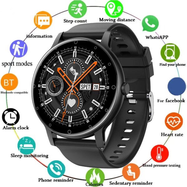 2024 Smart Watch Round Smartwatch Bluetooth Call Men Women Fitness Tracker Bracelet Custom Watch Face Watches For Android IOS