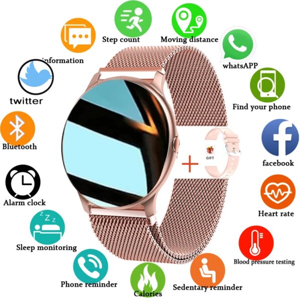 2024 Women Smart Watch For Men Full Touch Screen Sports Fitness Watches Bluetooth Call Digital Smartwatch Thin Waterproof +Gift