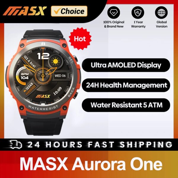 [2024 World Premiere]MASX Aurora one Smart Watch 1.43'' AMOLED Display Hi-Fi Phone Calls Military-grade Toughness for Men