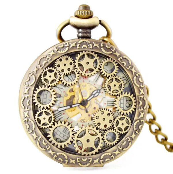 20pcs/lot Wholesale  High Quality Hollowed Gear Men Mechanical Pocket Watch  Retro Flip  Watch Hot Sale