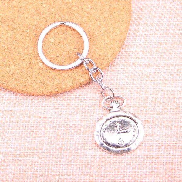 20pcs pocket watch Keychain 32*27mm Pendants Car Key Chain Ring Holder Keyring Souvenir Jewelry Gift