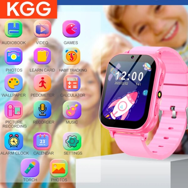 22 Games Kids Smart Watch Music Video Record Play Flashlight Pedometer Habit Tracking Children Smartwatch Boys Girls Gifts