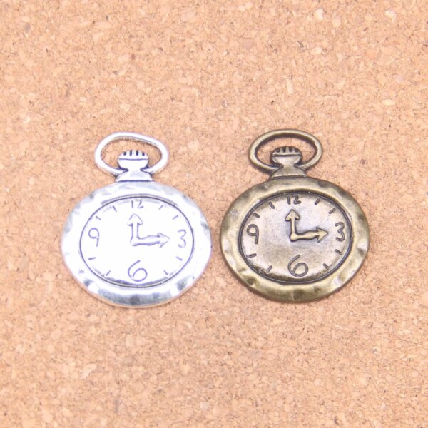 26pcs Charms Pocket Watch 32x27mm Antique Pendants,Vintage Tibetan Silver Jewelry,DIY For Bracelet Necklace